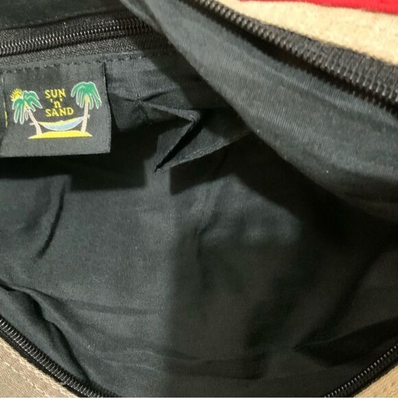 SUN N SAND 14”x18” Large zippered Tote beach Bag buttons accents - Picture 7 of 10